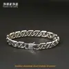 Pulseira Cubana Popular Transfronteiriça Europeia e Americana em Aço Inoxidável Estilo Hip-Hop Masculino Pulseira Versátil Tendência Estilo Japonês de Aço Titânio