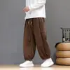 Calças Casuais Masculinas Outono/Inverno 2026 Estilo Chinês Largas Longas Tendência Tamanho Grande Veludo Cotelê Perna Larga Calças Harem