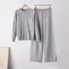 Conjunto de Tricô Europeu e Americano para Comércio Exterior, Gola Redonda, com Bolsos, Textura Vintage, Calça de Perna Larga Fluida, Cruzamento de Fronteira 4XL