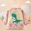 Babero de terciopelo de cristal para bebé, impermeable, antidesgaste, con bolsillo de arroz, para otoño e invierno, delantal para madre y bebé.