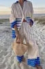 Conjunto de Camisa Feminina de Linho Estilo Europeu e Americano com Gola Lapela e Estampa de Animais Marinhos, Conjunto Feminino Casual e Único