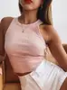 2026 Amazon Aliexpress Roupas Femininas Europeias e Americanas Transfronteiriças Primavera e Verão Camiseta Regata Sem Mangas Lisa Canelada Roupa Íntima