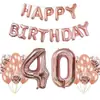 Set de Fiesta de Cumpleaños Happybirthday Color Oro Rosa Transfronterizo Globos de Lentejuelas Digitales Perlados de 40 Pulgadas
