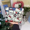 Bolso de Mano Kitty Estilo Cómic Retro Americano Estampado de Disco de Vinilo Lona Bolsa de Maquillaje Bolsa de Almacenamiento Varios para Mujer