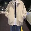 Jaqueta oversized estilo Hong Kong nova, jaqueta estudantil moderna e estilosa, corta-vento masculino folgado com gola alta