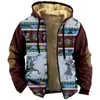 Sudadera con capucha y estampado digital multicolor 3D de diseño transfronterizo europeo y americano con forro marrón Chaqueta de algodón