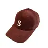 Gorra de Béisbol de Pana Estilo Japonés Bordado Letra S Pareja Estudiante Casual Versátil Ala Ancha Adelgazante Facial Tendencia