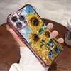 Funda con Airbag Antigolpes Estilo Pintura al Óleo Popular Transfronteriza de Girasol para iPhone 16, Funda de Teléfono Transparente para Apple 17Pm