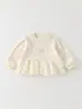 Sudadera para Niña 2026 Primavera Nuevo Estilo Ropa de Encaje Patchwork para Bebés y Niños Pequeños Top Versátil Floral para Bebés Niñas Clase A
