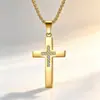Collar de acero inoxidable con forma de cruz estilo hip-hop callejero europeo y americano para hombre, colgante incrustado de diamantes, accesorio personalizado moderno y de moda, transfronterizo