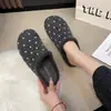 Pantuflas cómodas sin cordones, punta redonda, estampado de lunares, estilo coreano para otoño 2026, para mujer, suela gruesa, punta cerrada, diseño de media zapatilla, únicas y retro