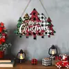 Letrero de madera de árbol de Navidad de una pieza colgante, Colgador de puerta de decoración navideña, Adorno de madera festivo impreso en UV, Transfronterizo