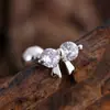 Unha de Osso de Orelha Zircônia de Aço Inoxidável Casual e Personalizada, Joia de Piercing de Unha de Orelha Micro-Embutida Exquisita e Compacta 0.8*6*4mm
