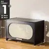 Cómoda Negra Estilo Mediados de Siglo Gabinete de Almacenamiento para Sala de Estar Dormitorio Gabinete de Almacenamiento Estantería Gabinete de Entrada Gabinete Estrecho Alto Multicapa