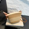 Bolsa Tejida de Paja Estilo Vacacional Popular de Primavera para Mujer, Playa, Gran Capacidad, Combinable, de Hombro Cruzada, Bolsa Pequeña de Moda
