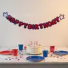Banner Feliz Cumpleaños rojo, blanco y azul para fiesta del 4 de Julio Día de la Independencia y accesorios para fotos