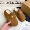 Moda Grueso-suela Retro Birkenstock Punta Cerrada Medias Zapatillas para Uso al Aire Libre 2026 Otoño/Invierno Nuevas Deslizables Peludas Algodón Zapatillas