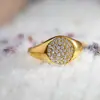 Gipsofila Zircônia Super Brilhante Zircônia Oval Anel de Círculo Completo Moda Simples Aberto Liga de Cobre Joias Europeias e Americanas