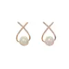 Pendientes de Perla con Cruz Microincrustada de Dongdaemun para Mujer, Pendientes de Alta Gama con un Estilo Francés Elegante, Sencillo y Minimalista, Pendientes Versátiles
