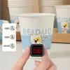 Copo de Papel Descartável Espesso Endurecido Desenho de Cachorrinho para Casa Comercial Copo de Chá Água Copo para Bebida Quente Anti-Escaldante 235ml Atacado