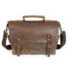 Fábrica Direct fornecimento retro masculino bolsa de couro genuíno lona ombro crossbody bagagem de mão viagem Crazy Horse Leather óleo cera bolsa de lona