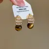 Brincos Olho de Tigre Estilo Melanoid Retro Senso de Design de Nicho Brincos Versáteis Luxo Leve Moda de Alta Qualidade Brincos de Tarraxa para Mulheres