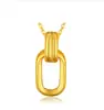 Collar Shuibei de Oro Geométrico con Doble Anillo para Mujer, Oro Puro 999, Set de Cadena Simple, Colgante Chapado en Oro de Latón, Cadena para Clavícula al por Mayor