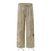 Calça Cargo de Bolso Grande Estilo Americano para Homens e Mulheres Outono Solta Reta Perna Larga Pode Ser Ajustada no Tornozelo Paraquedas Casual Longa Tendência