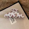 Presilha de cabelo retrô com estampa floral e poá para mulheres, clipe vertical versátil antiderrapante, acessório de cabelo doce xadrez japonês e coreano para o dia a dia