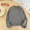 Roupa de outono para bebê menina, camiseta moderna e versátil, estilo básico, gola de renda, camisa base, top moderno de outono para meninas