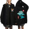 Chaqueta con estampado perimetral de animación de One Piece, unisex, estilo hip-hop, holgada y con capucha, a la moda.
