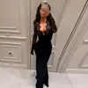 Ropa para Mujer Estilo Europeo y Americano 2026 Primavera Nueva Elegante Encaje Empalmado Cuello en V Profundo Sexy Vestido Ajustado de Manga Larga para Mujer