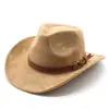 Chapéus de Cowboy Ocidentais de Novo Estilo Europeu e Americano para Homens e Mulheres, Chapéus de Casal, Chapéus de Lã para Dança Country e Dança Jazz