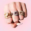 Jingqiao Sentido de Diseño Transfronterizo Anillo de Acero Inoxidable Oro 18K Circonita Clip de Papel Anillo Abierto Lujo Ligero Joyería de Gama Alta
