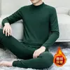 Traje de polar de cuello alto medio de invierno para hombre, ropa interior térmica autocalentable, conjunto de otoño ajustado de cuello medio para parejas