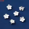 Anillo de Hilo Redondo de Plata de Ley S925 Accesorios de Flor Pequeña de Lazo Accesorios de Cuentas Espaciadoras Lisas de Plata Blanca Materiales Hechos a Mano para Bricolaje