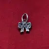 Pingente leque de prata pura S925, laço, pingente DIY de croissant, pulseira de pérola de cristal, acessórios feitos à mão no atacado