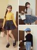 Camisa de veludo infantil para outono e inverno, blusa grossa e quente de cor sólida, gola média alta, manga comprida, roupa íntima para meninas