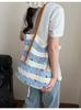Bolso de Punto Rayado Versátil Estilo Coreano Transfronterizo 2026 Nueva Moda Bolso de Hombro Tipo Cubeta de Gran Capacidad con Perlas