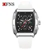 Reloj Oufani Estilo Outdoor Forma de Barril Deportivo Resistente al Agua Aleación Reloj para Hombre Tres Ojos Seis Manecillas Calendario Cronógrafo Reloj de Cuarzo
