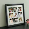 Marco de Fotos de Madera Maciza de Gama Alta con Múltiples Compartimentos al por Mayor para Mascotas Parejas Hecho a Mano DIY Color Nogal Marco de Fotos de Nueve Compartimentos de Mesa