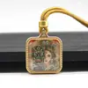 Pingente Mini Thangka de Aço Titânio Dourado Pintado à Mão do Xizang Pingente Colar Thangka de Oito Protetores Huang Caishen Wuye