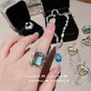 Anillo de Mariposa Zafiro de Agua Pintura al Óleo Chapado en Oro de 18 Quilates Anillo de Zirconita Multifaceta Gota de Agua Set de Pendientes de Lazo