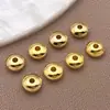 Cuentas sueltas de cobre chapado en oro de 18 quilates, separadores en forma de OVNI, cuentas redondas roscadas para pulsera y collar DIY hechos a mano, accesorios de joyería