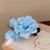 Pinza para el Cabello de Flor y Mariposa de Moda Pinza Lateral de Alto Valor para Niña Pinza para el Flequillo Fresca Azul de Ins