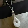 Collar con Colgante de Plata de Alto Nivel Estilo Old Money para Mujer, Colgante de Gota de Agua Estilo Coreano, Collar Largo Estilo Vacaciones, Gargantilla, Cadena para Clavícula