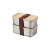 Fiambrera de acero inoxidable 304 con tapa de bambú para microondas, lavavajillas, portátil, para el hogar