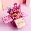 Cartão de Aniversário Popular da Amazon Cartão de Cumprimentos de Aniversário Caixa Estéreo Esculpida em Papel Criativo Cartão com Mensagem de Bênção de Aniversário