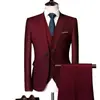 Conjunto de Terno Casual de Negócios Masculino 2025 Terno Vermelho de Três Peças Qt3002-533 Conjunto de Três Peças