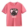 Comercio Exterior Americano Verano Pesado Color Sólido Estampado de Letras Algodón Manga Corta Camiseta Manga Media Ropa para Clase Padre-Hijo Ropa para Niños